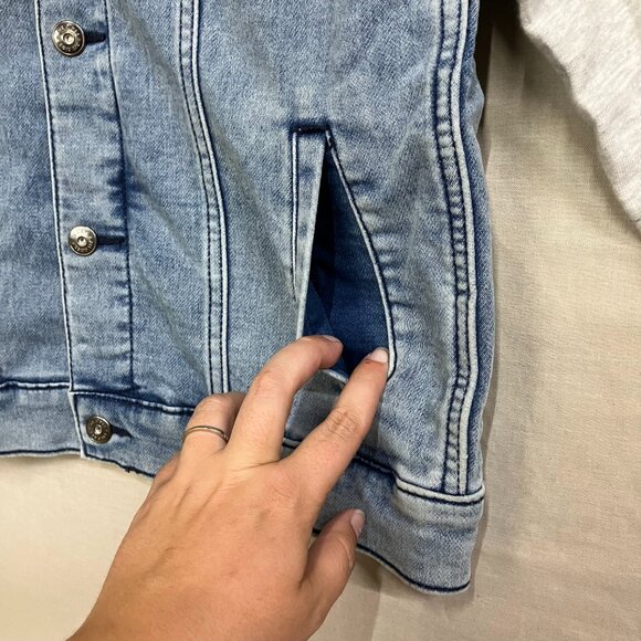 NWT Art Class Boys Size M8 Light Blue Stretch Hood Long Sleeve Denim Jacket - Picture 10 of 14